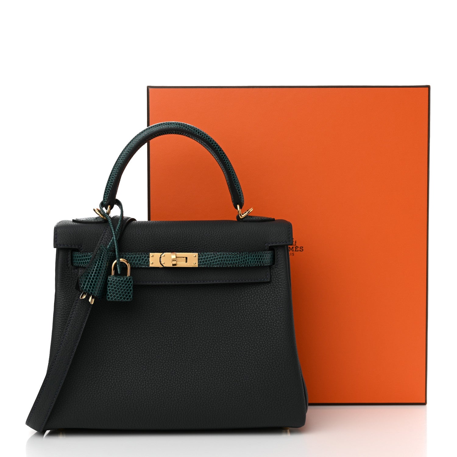 Hermes Togo Lizard Kelly Retourne Touch 25 Vert Rousseau Vert Cypress 12 of 12
