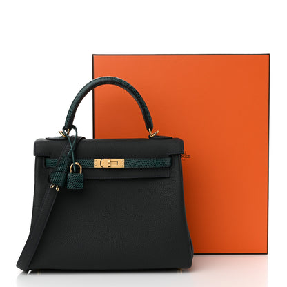 Hermes Togo Lizard Kelly Retourne Touch 25 Vert Rousseau Vert Cypress 12 of 12