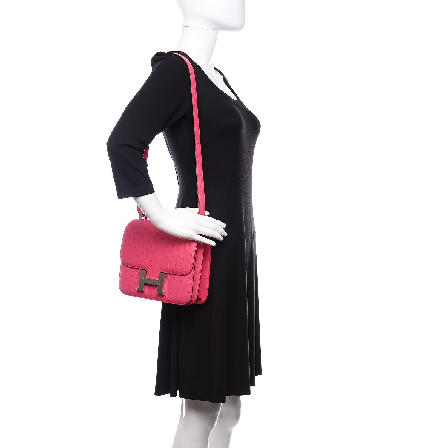 Hermes Ostrich Constance 24 Rose Tyrien 2 of 11