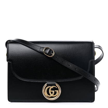 Gucci Textured Calfskin Medium Torchon GG Ring Shoulder Bag Black 1 of 8
