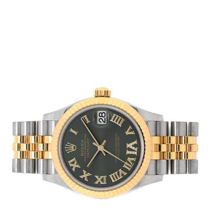 Rolex Stainless Steel 18K Yellow Gold Diamond 31mm Oyster Perpetual Datejust Watch Olive Green Roman 278273 2 of 5