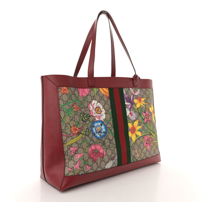 Gucci GG Supreme Monogram Flora Web Large Ophidia Tote Red 4 of 14