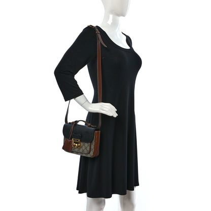 Gucci GG Supreme Monogram New Sakai Lux Calfskin Mini Padlock Flap Pocket Shoulder Bag Beige Ebony Black Cuir 2 of 9