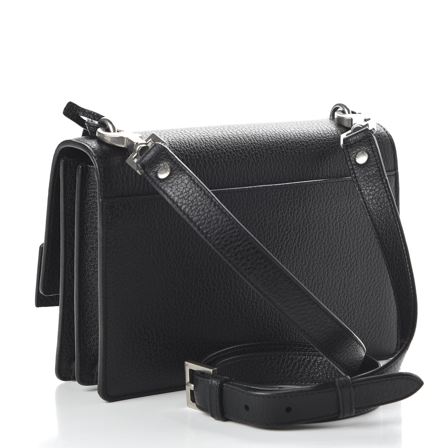 Saint Laurent Grained Calfskin Medium Monogram Sunset Satchel Black 3 of 9