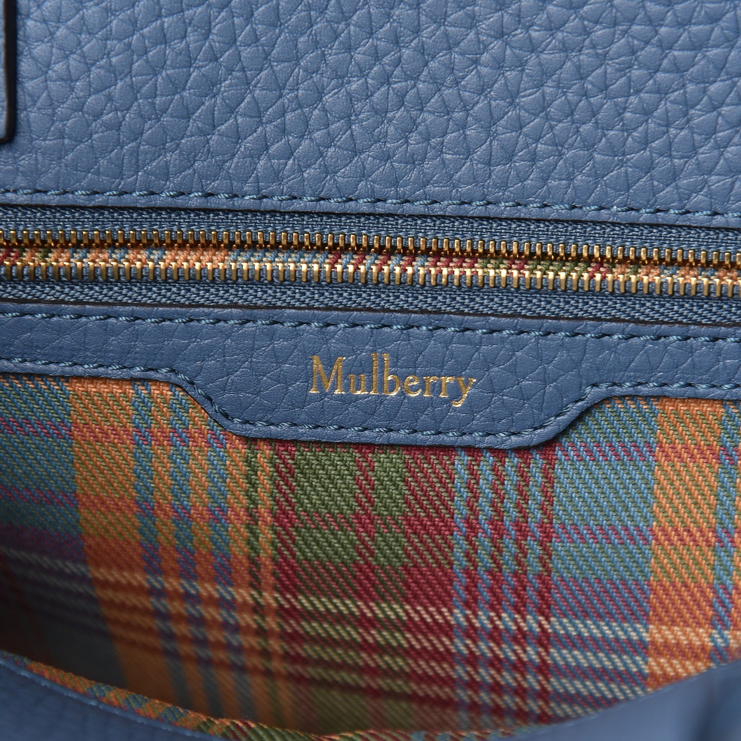 Classic Grain Calfskin Belted Bayswater Tote Blue