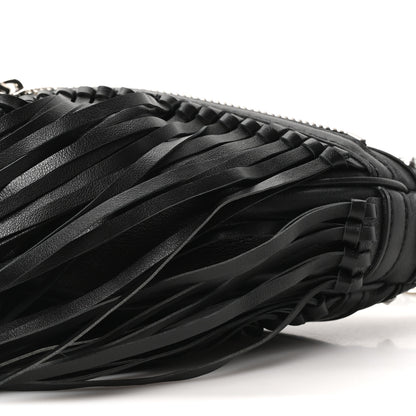 Versace Calfskin Studded Mini Fringe Repeat Zip Hobo Black 10 of 10