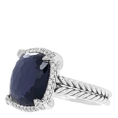 David Yurman Sterling Silver Diamond Black Orchid 14mm Chatelaine Pave Bezel Ring 57 8 3 of 5