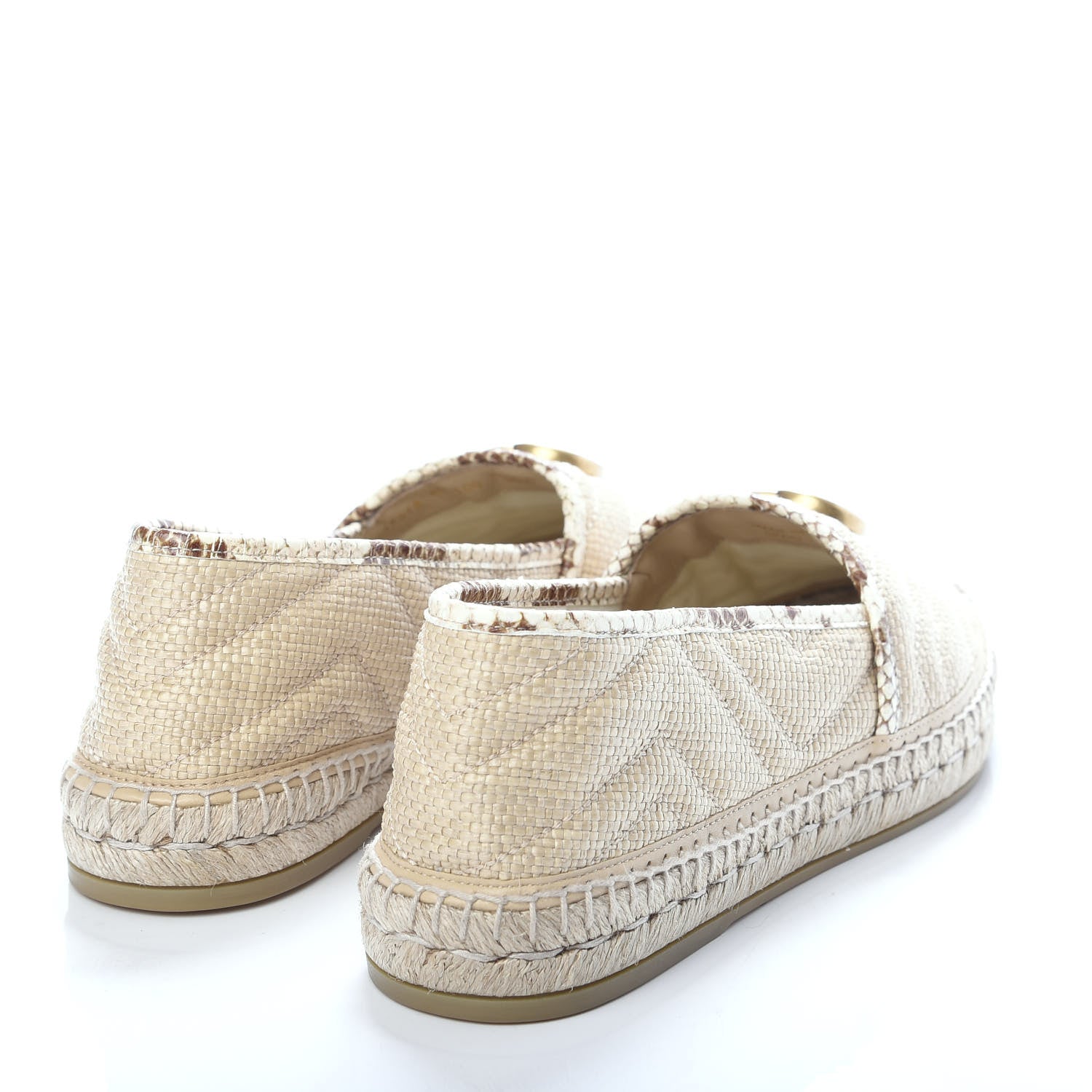 Gucci Straw Elaphe Matelasse GG Marmont Espadrilles 40 Natural Cream Brown 4 of 10