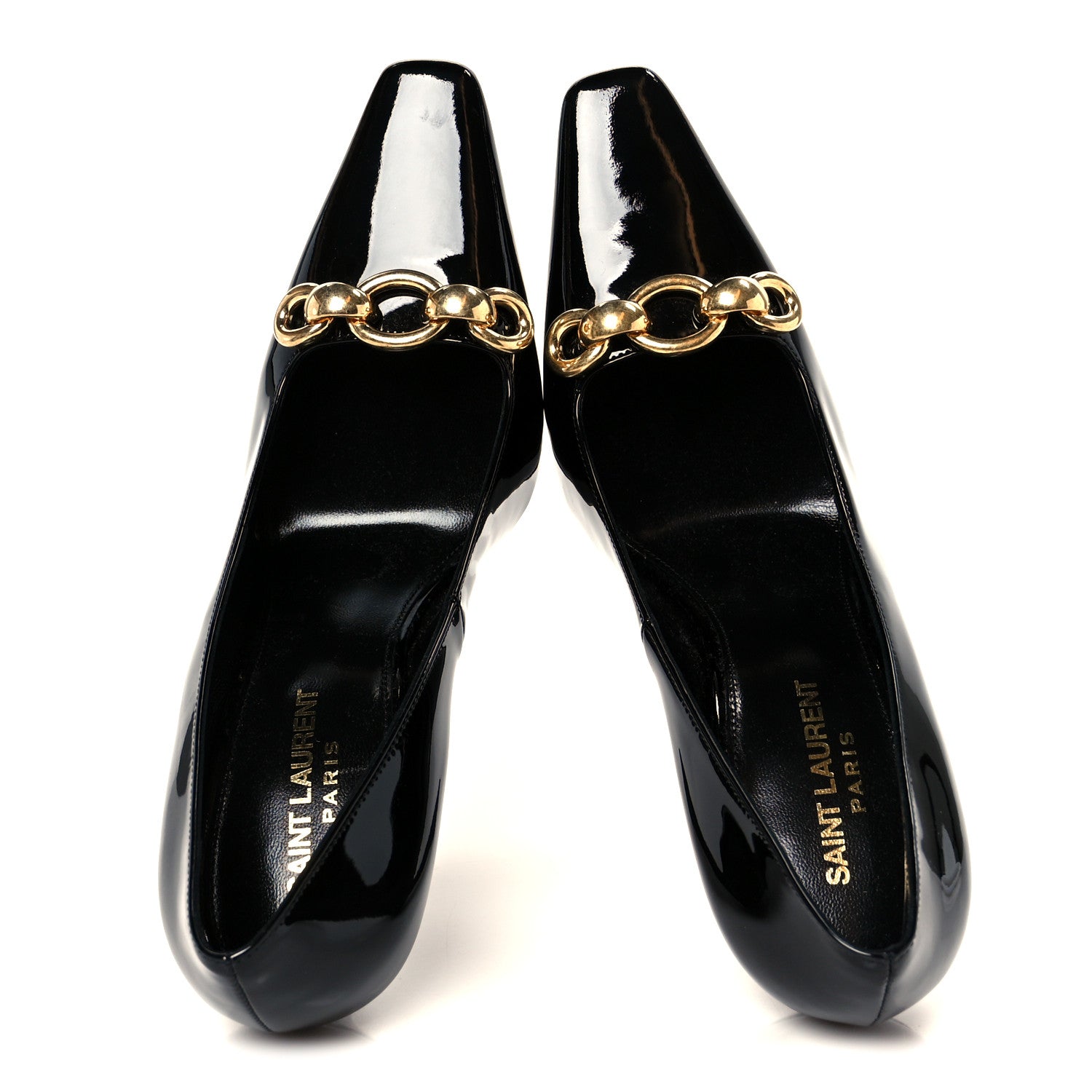 Saint Laurent Vernice Grupy Silvana 110mm Pumps 38 Oro Antico Black 2 of 10