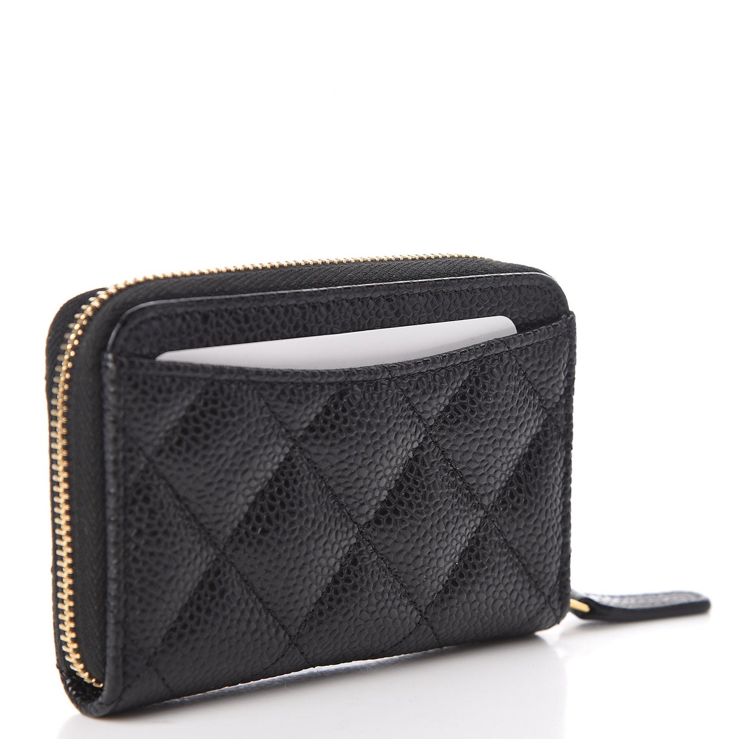 Caviar Quilted Zip Coin Purse Black