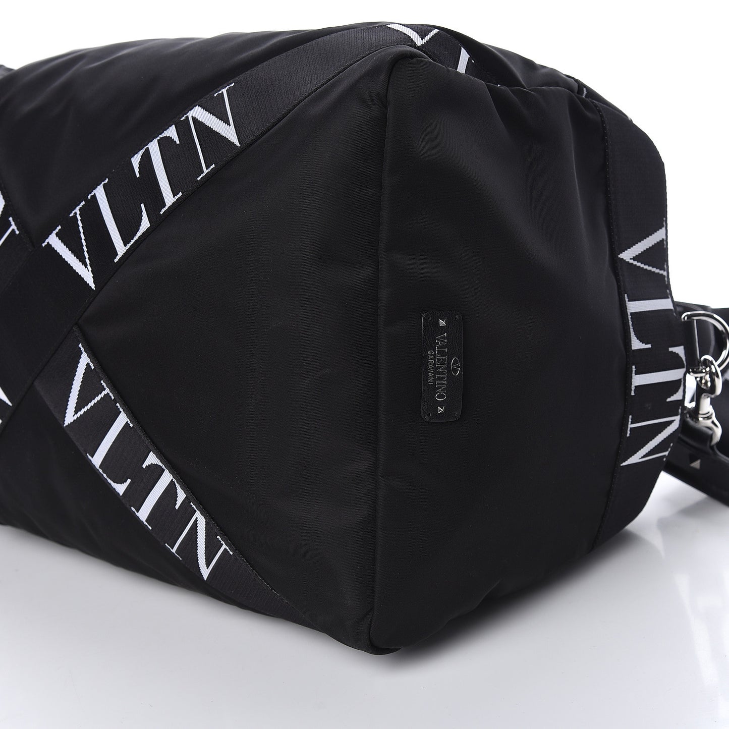 Nylon Ribbon VLTN Duffle Bag Black