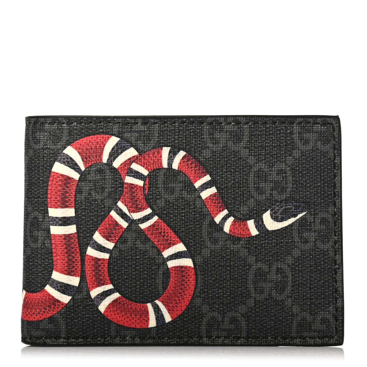 GG Supreme Monogram Kingsnake Bi-Fold Wallet Black Grey