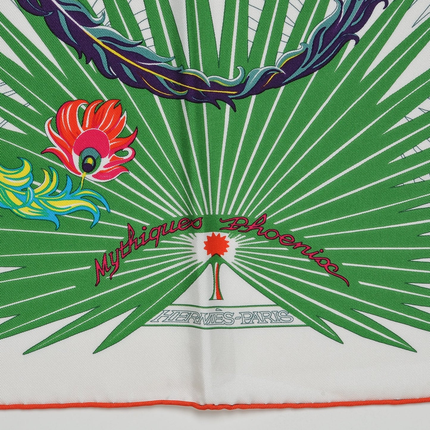Silk Mythiques Phoenix Coloriage Scarf 90 Blanc Vert Rouge