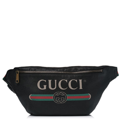 Gucci Grained Calfskin Logo Belt Bag Black 1 of 4