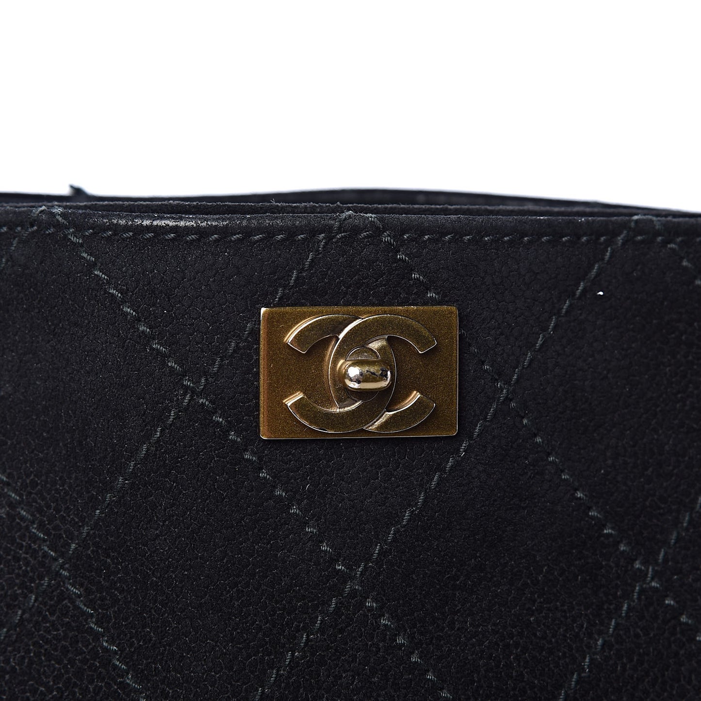 Iridescent Caviar Quilted Tote Black