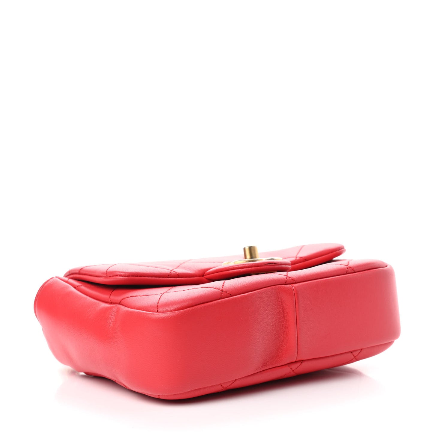 Lambskin Quilted Small Circular Handle Bag Brilliant Rouge