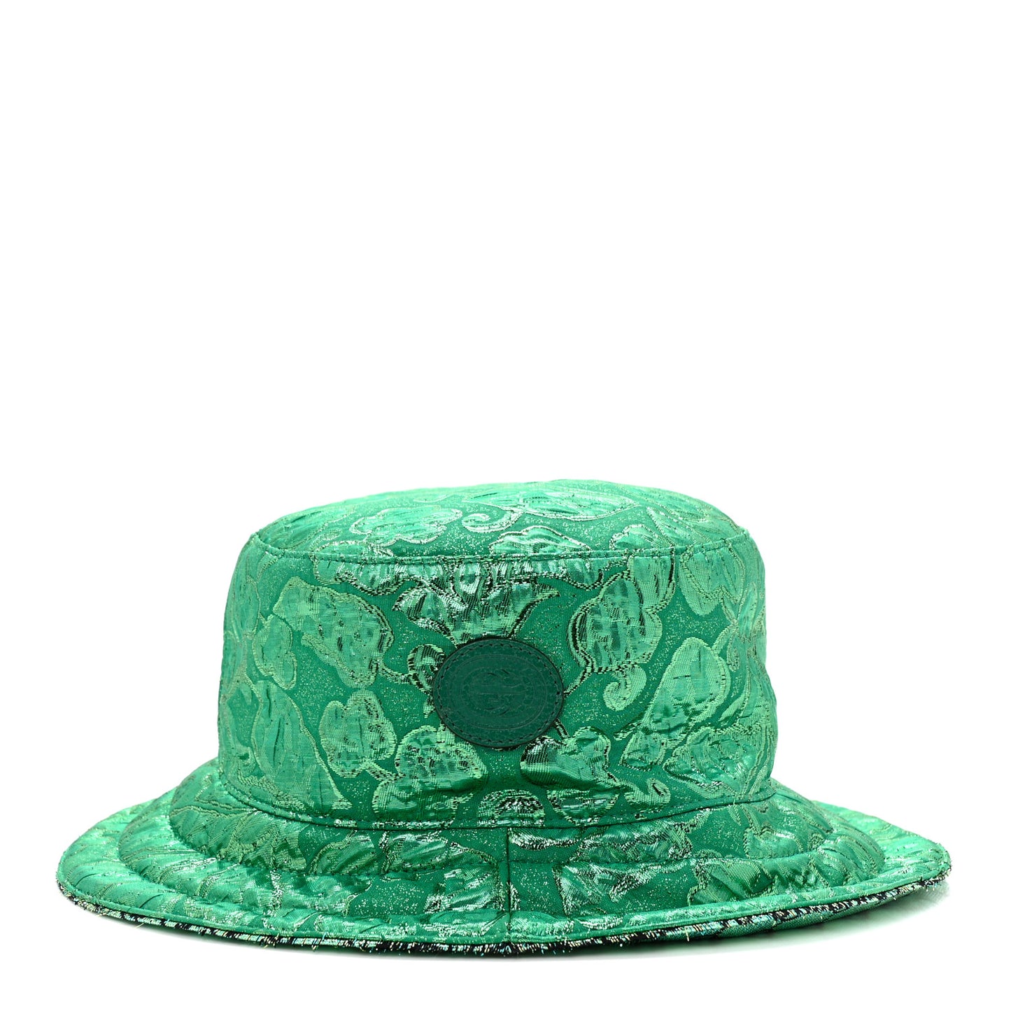 Canvas Lame GG Monogram Reversible Bucket Hat L Green