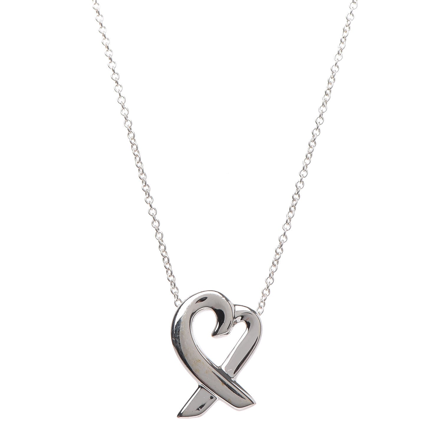 Tiffany Sterling Silver Small Paloma Picasso Loving Heart Pendant Necklace 1 of 7