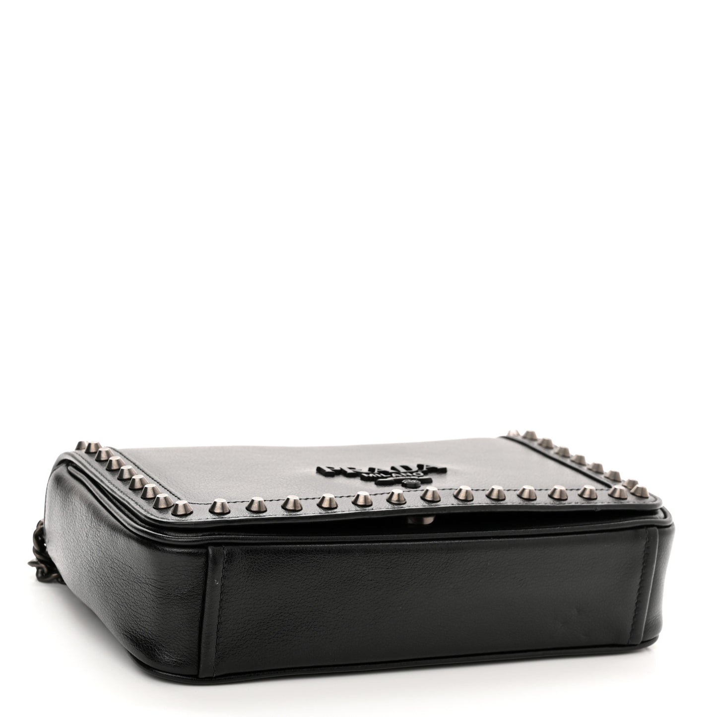 Glace Calfskin Studded Crossbody Black