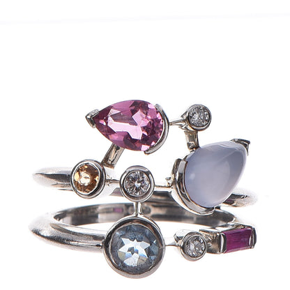 Cartier Platinum Diamond Chalcedony Tourmaline Citrine Aquamarine Meli Melo Ring 56 7.5 1 of 9