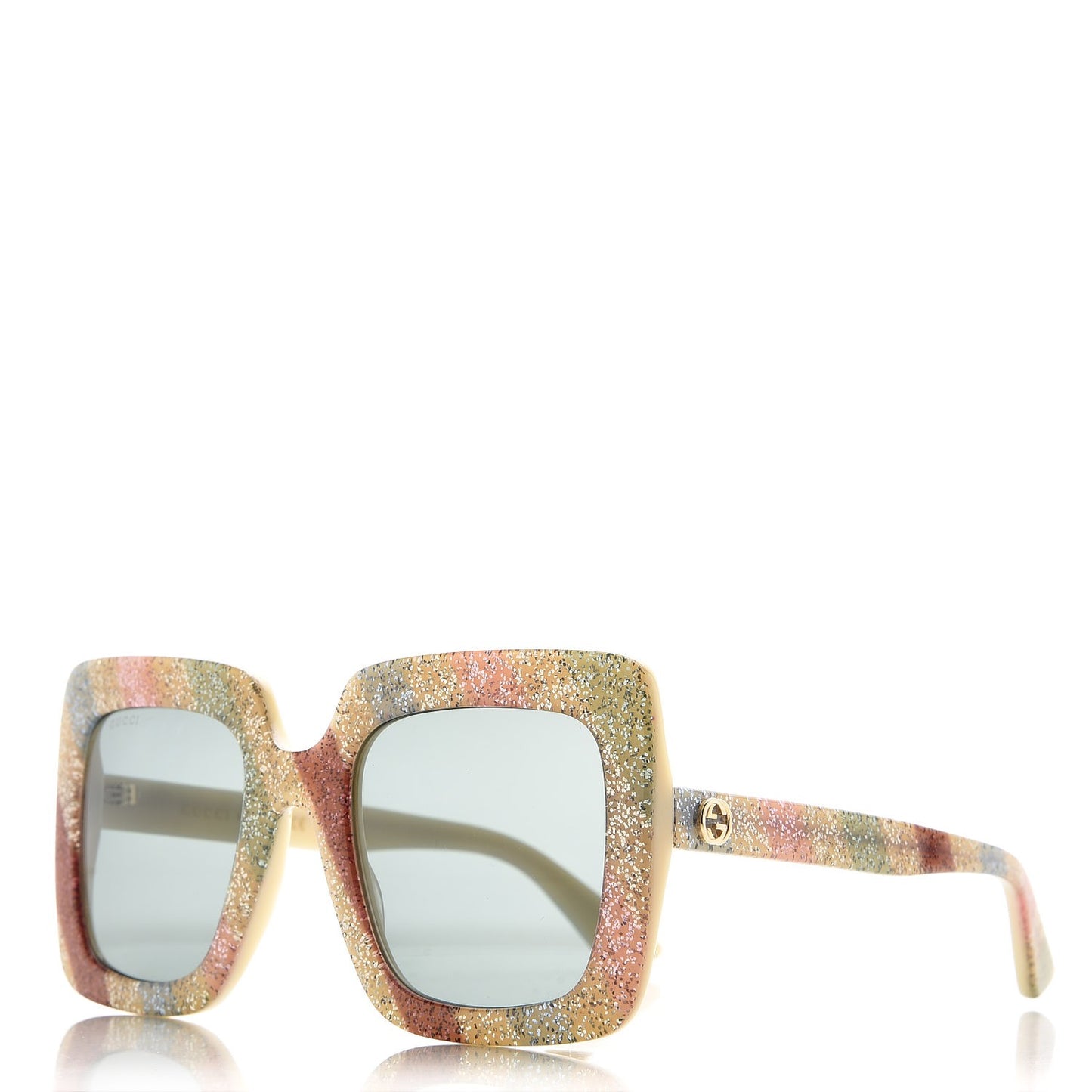Square Frame Stripe Glitter GG0328S Sunglasses Ivory Multicolor
