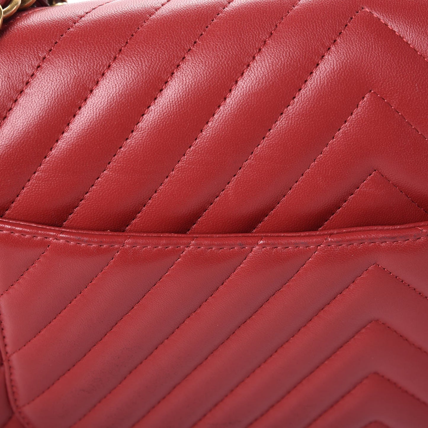 Lambskin Chevron Quilted Jumbo Double Flap Dark Red