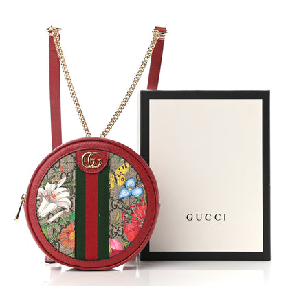 Gucci GG Supreme Monogram Web Flora Mini Ophidia Round Backpack Red 10 of 10