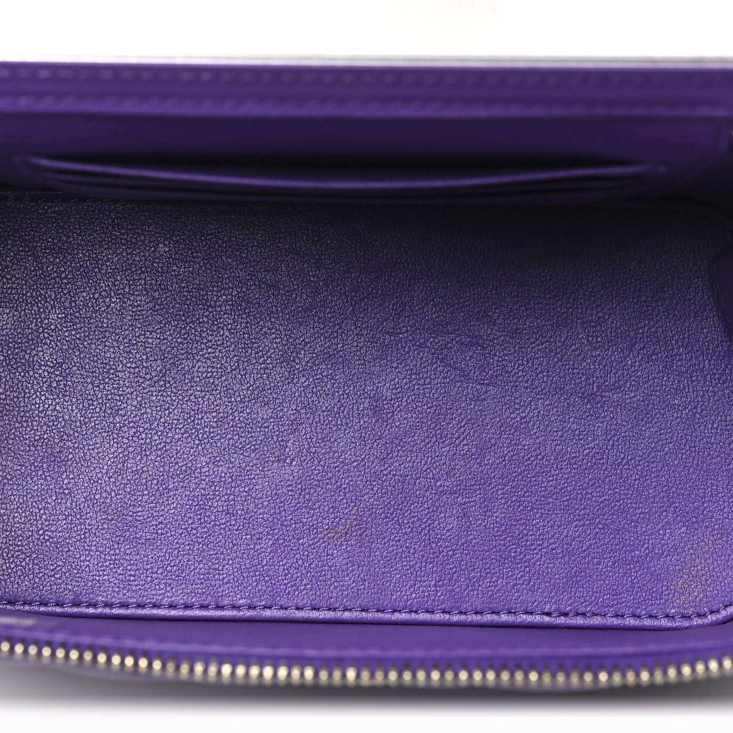 Lambskin Quilted Small Top Handle Vanity Case With Chain Purple