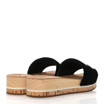 Chanel Tweed Cork CC Mule Sandal 36 Black 4 of 9