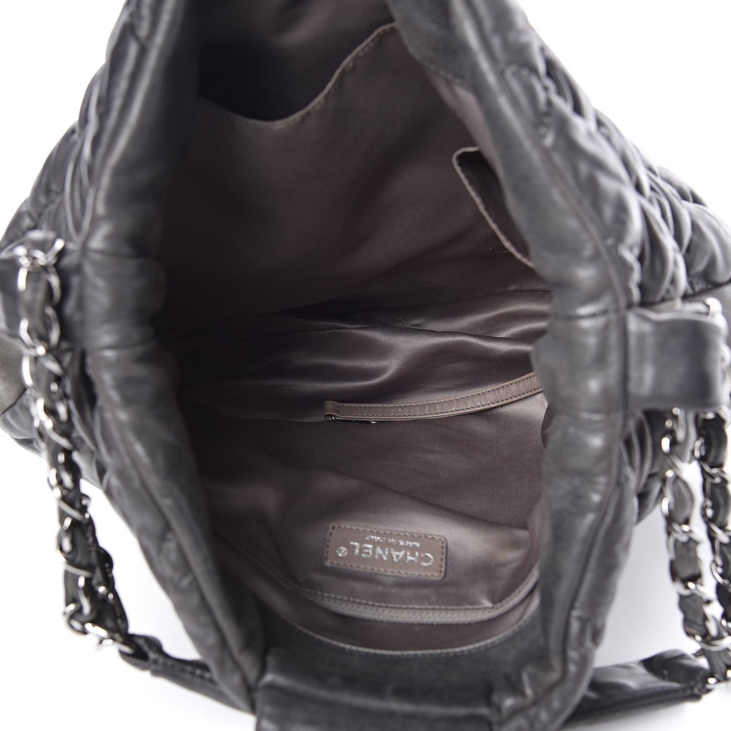 Iridescent Calfskin Bubble Quilt Hobo Grey