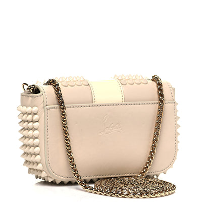 Christian Louboutin Calfskin Spikes Sweety Charity Shoulder Bag Beige 3 of 9