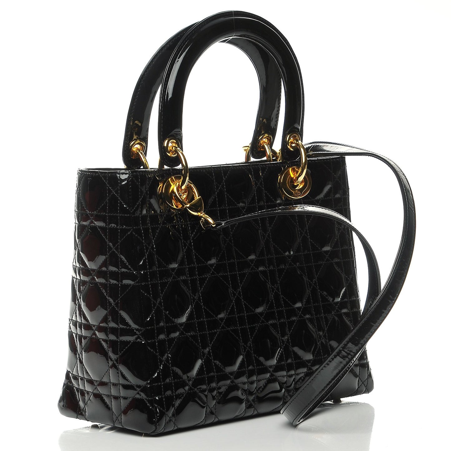 Patent Cannage Medium Lady Dior Black