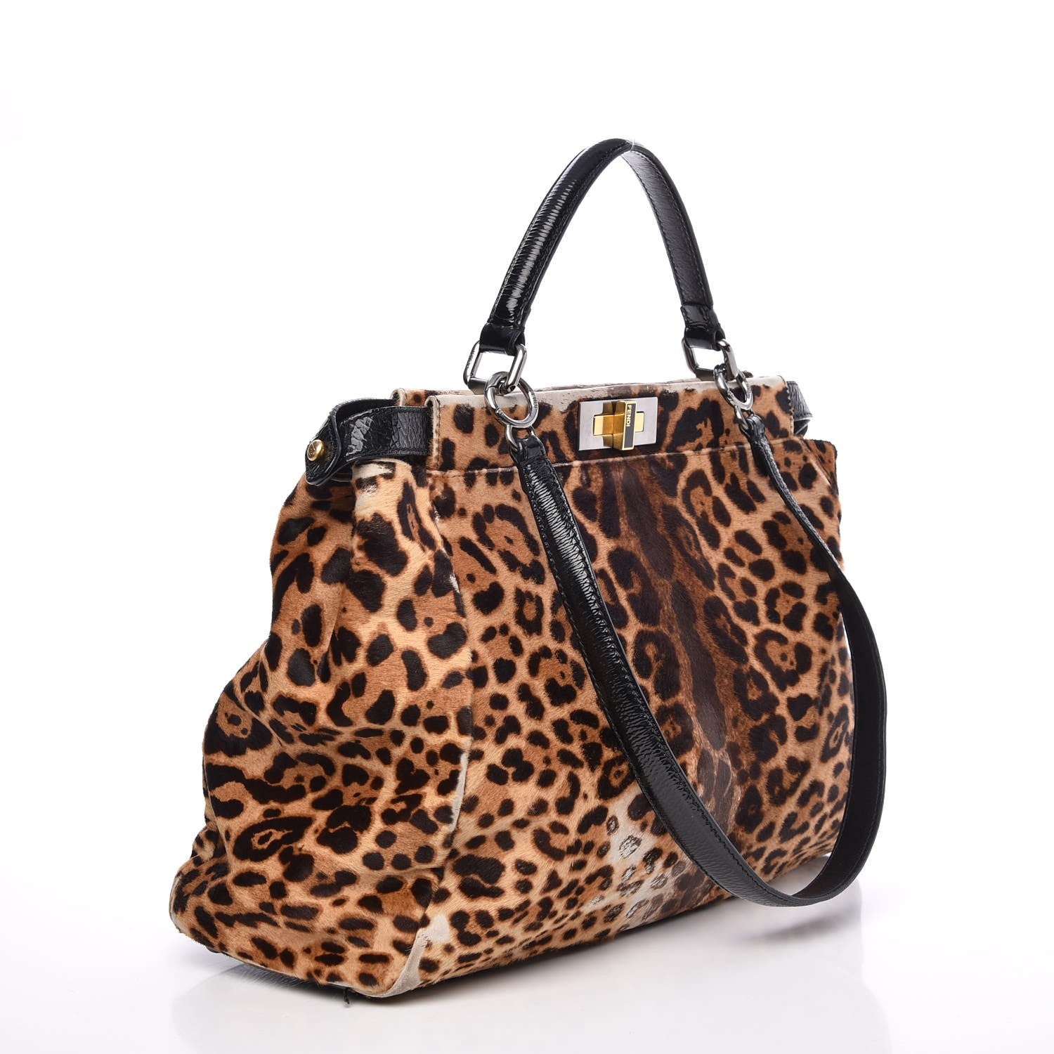 Fendi Calf Hair Leopard Print Zucca Large Peekaboo Iconic Satchel Tobacco 4 of 24