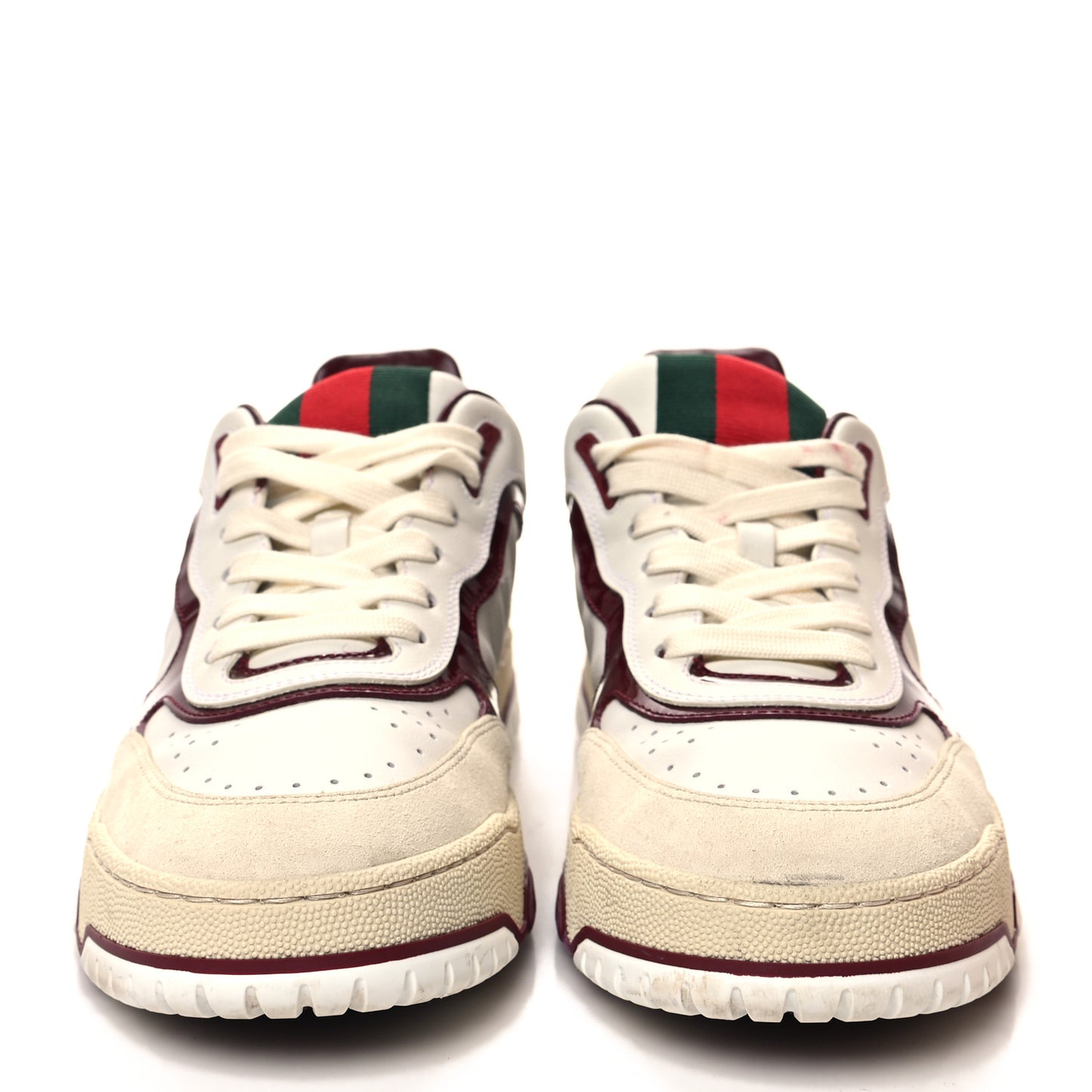 Calfskin Suede Womens Re-Web Sneakers 41 White Red