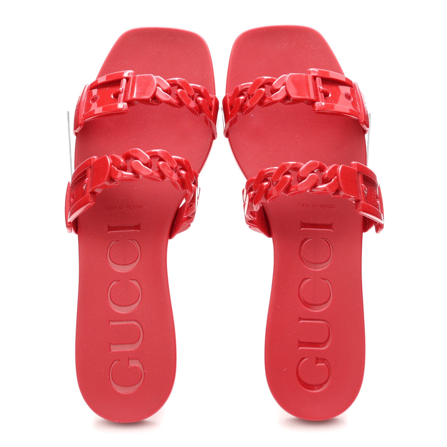 Gucci Rubber Womens Slide Sandals 36 Hibiscus Red 2 of 10