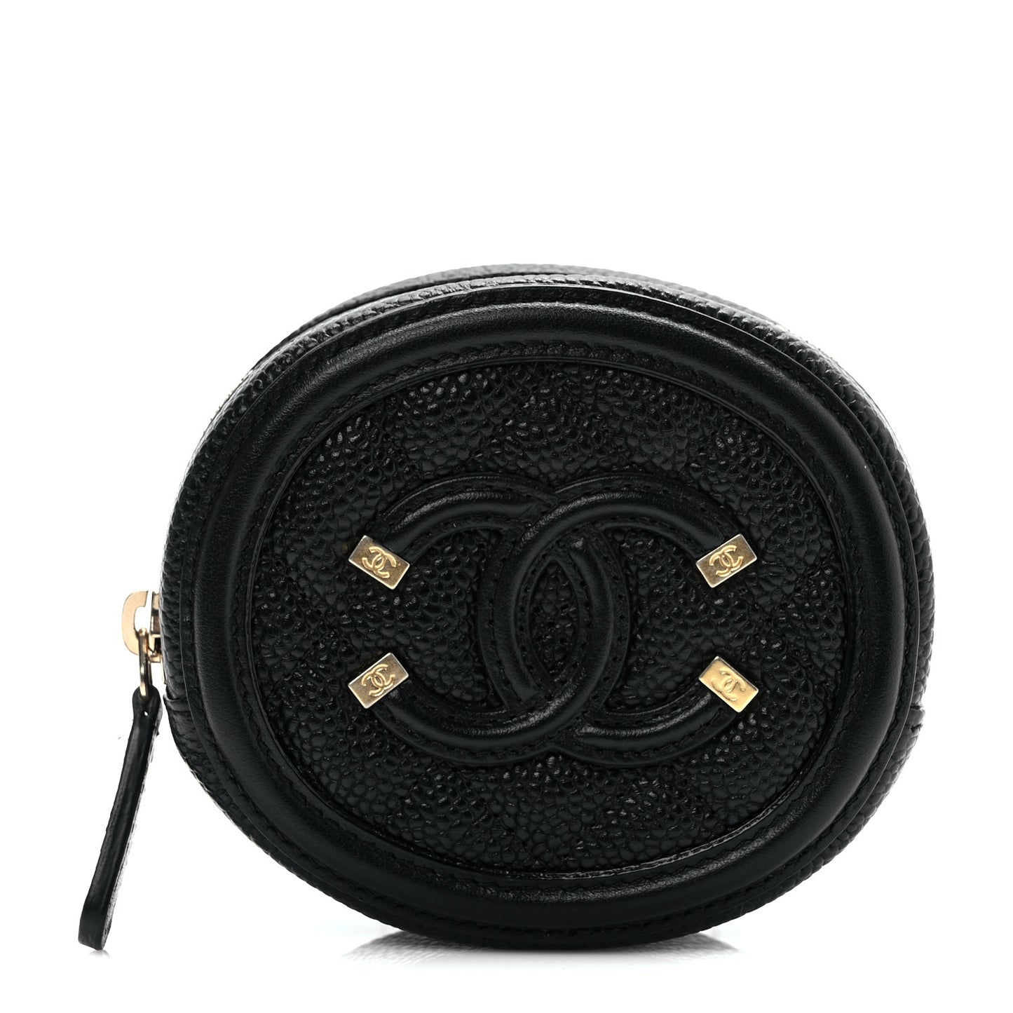 Caviar Quilted Filigree Zip Around Classic Coin Purse Black