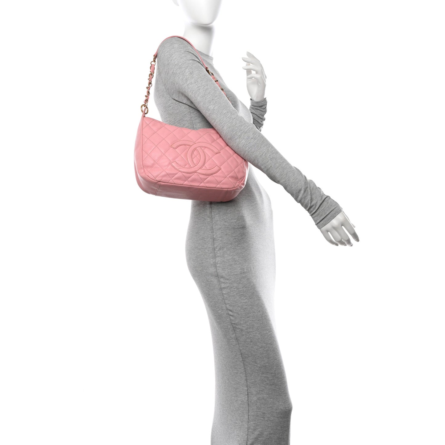 Caviar Quilted Timeless CC Shoulder Bag Pink
