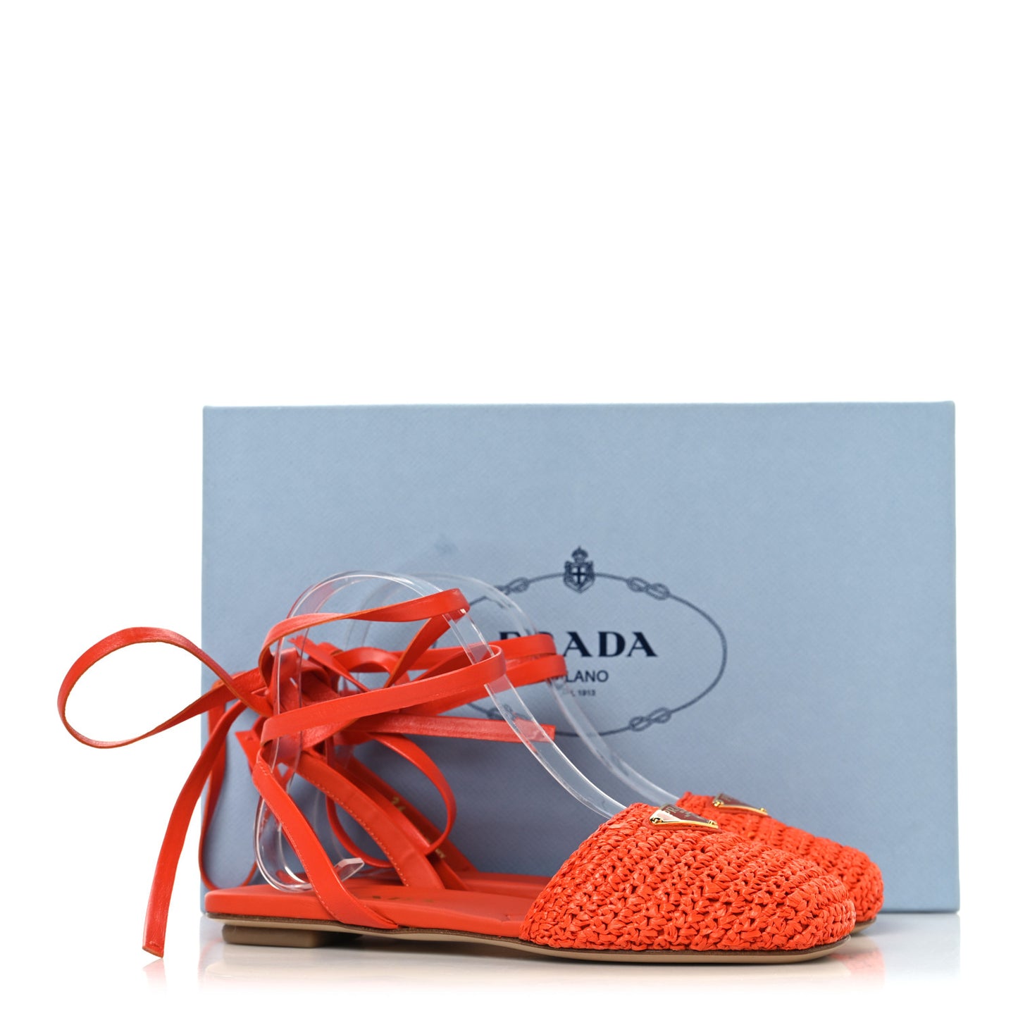 Raffia Crochet Triangle Flat Sandals 36 Arancio