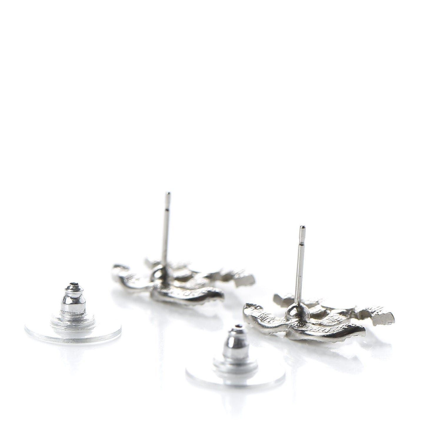 Crystal Large CC Earrings Silver