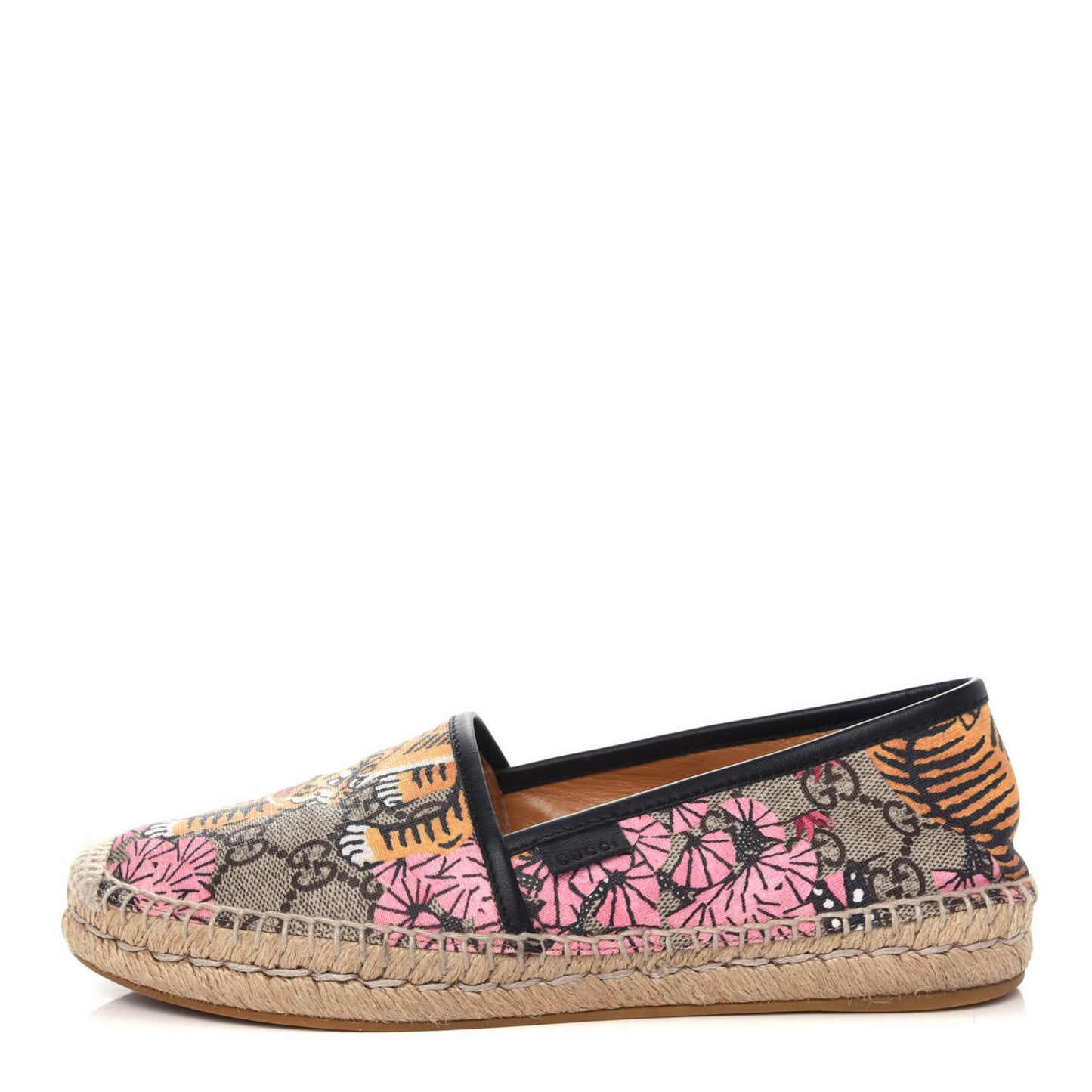 GG Supreme Monogram Bengal Espadrilles 36.5 Beige Crop Pink