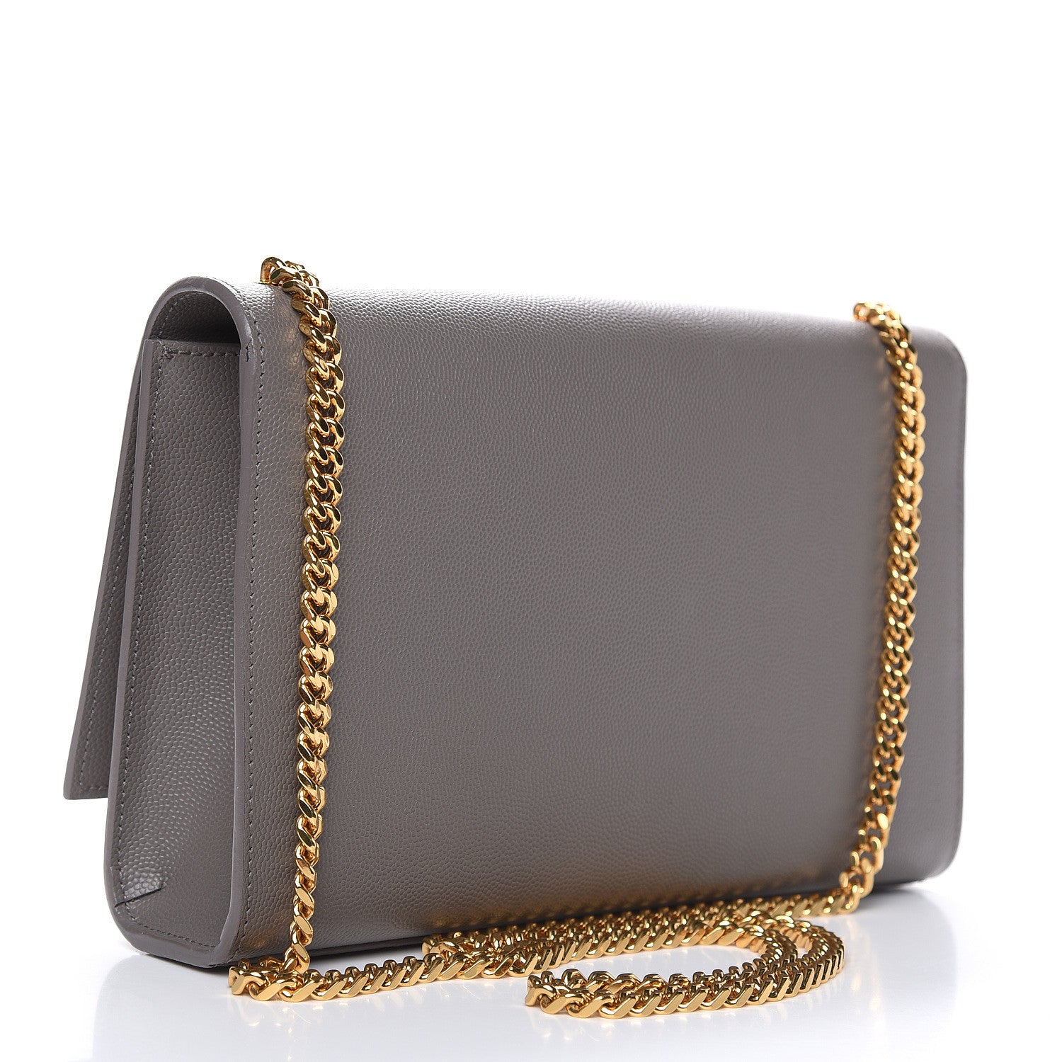 Saint Laurent Grain De Poudre Medium Classic Monogram Kate Satchel Earth Grey 3 of 10