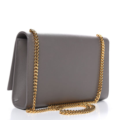 Saint Laurent Grain De Poudre Medium Classic Monogram Kate Satchel Earth Grey 3 of 10
