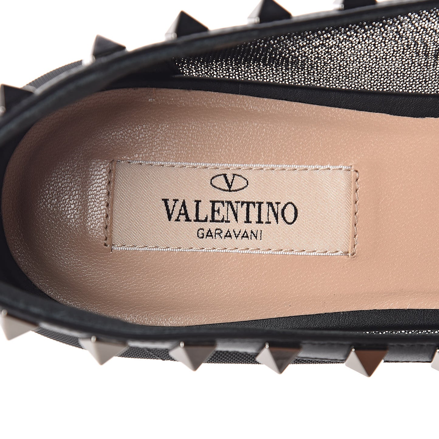 Mesh Rockstud Ballet Flats 39 Black