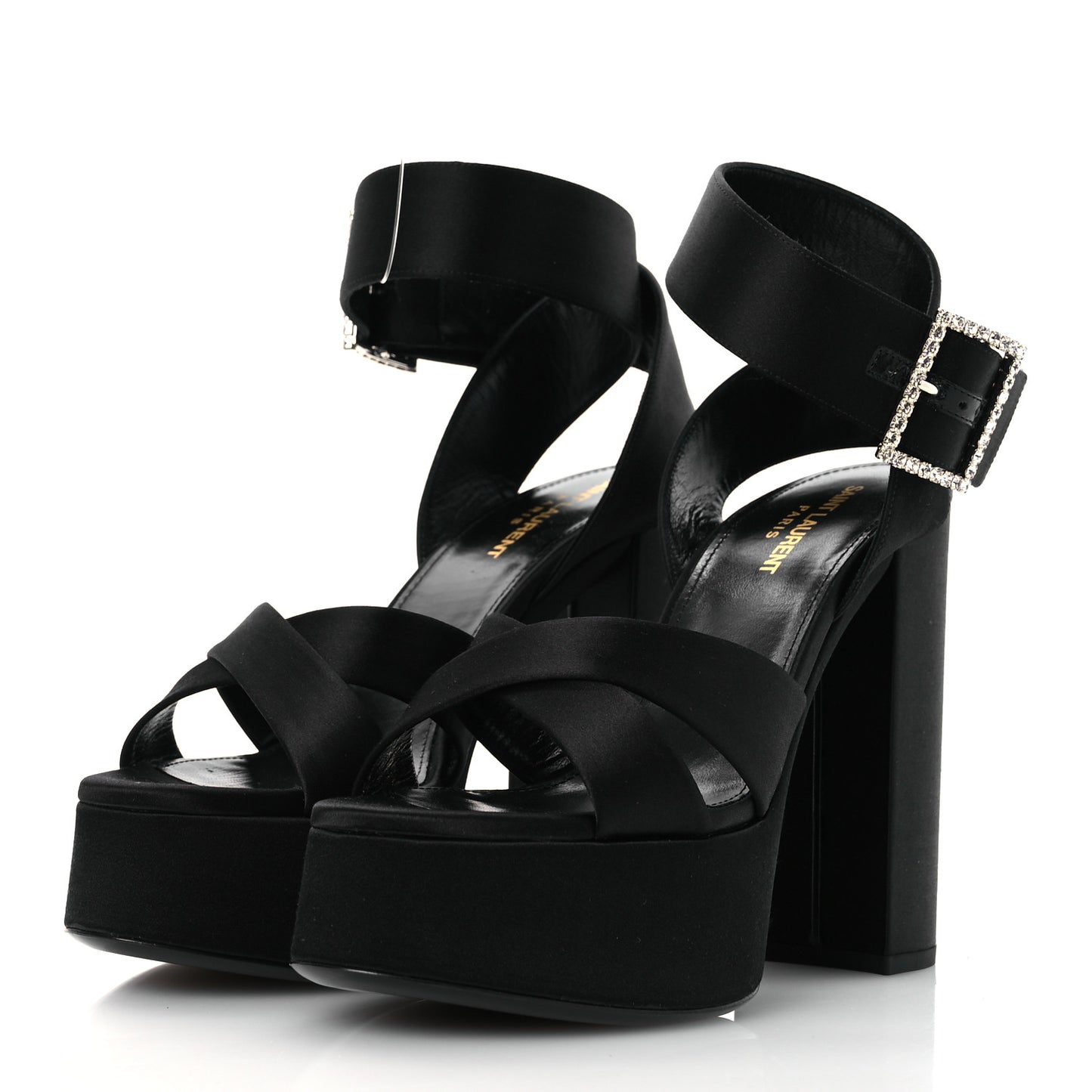 Crepe Satin Biance 85 Platform Sandals 39 Black