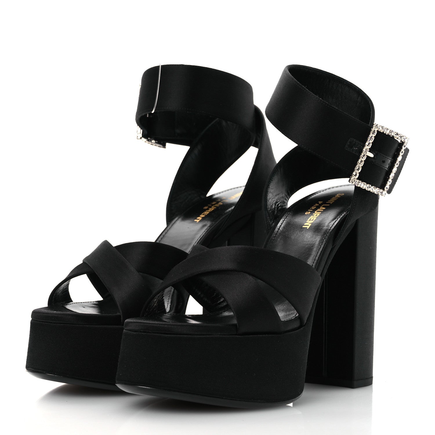 Saint Laurent Crepe Satin Biance 85 Platform Sandals 39 Black 5 of 11