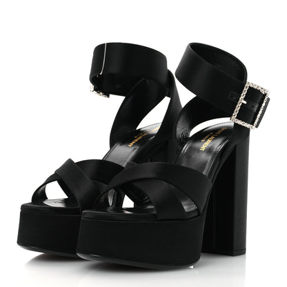 Saint Laurent Crepe Satin Biance 85 Platform Sandals 39 Black 5 of 11