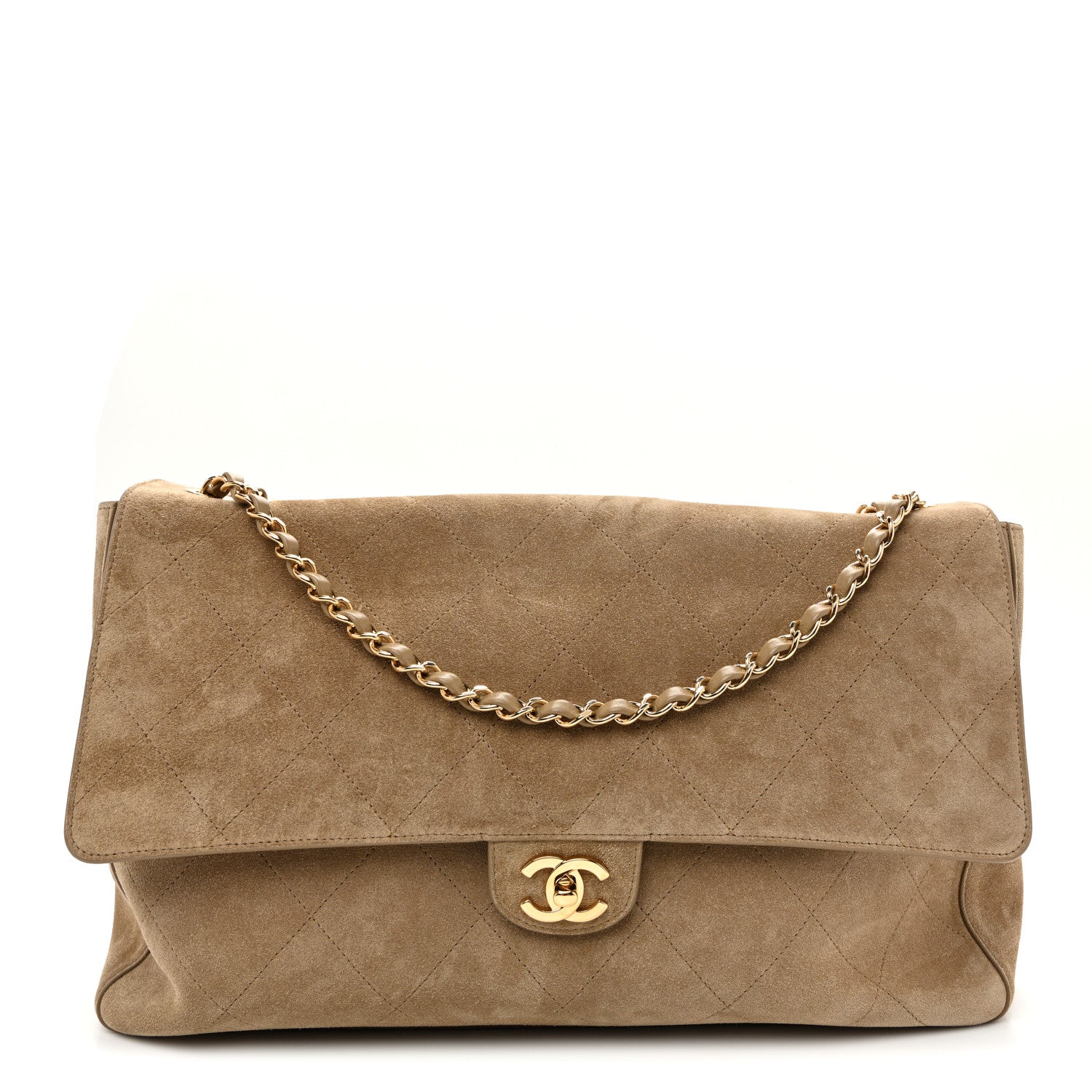 Chanel Suede Calfskin Souplissimo Maxi Flap Dark Beige 1 of 10