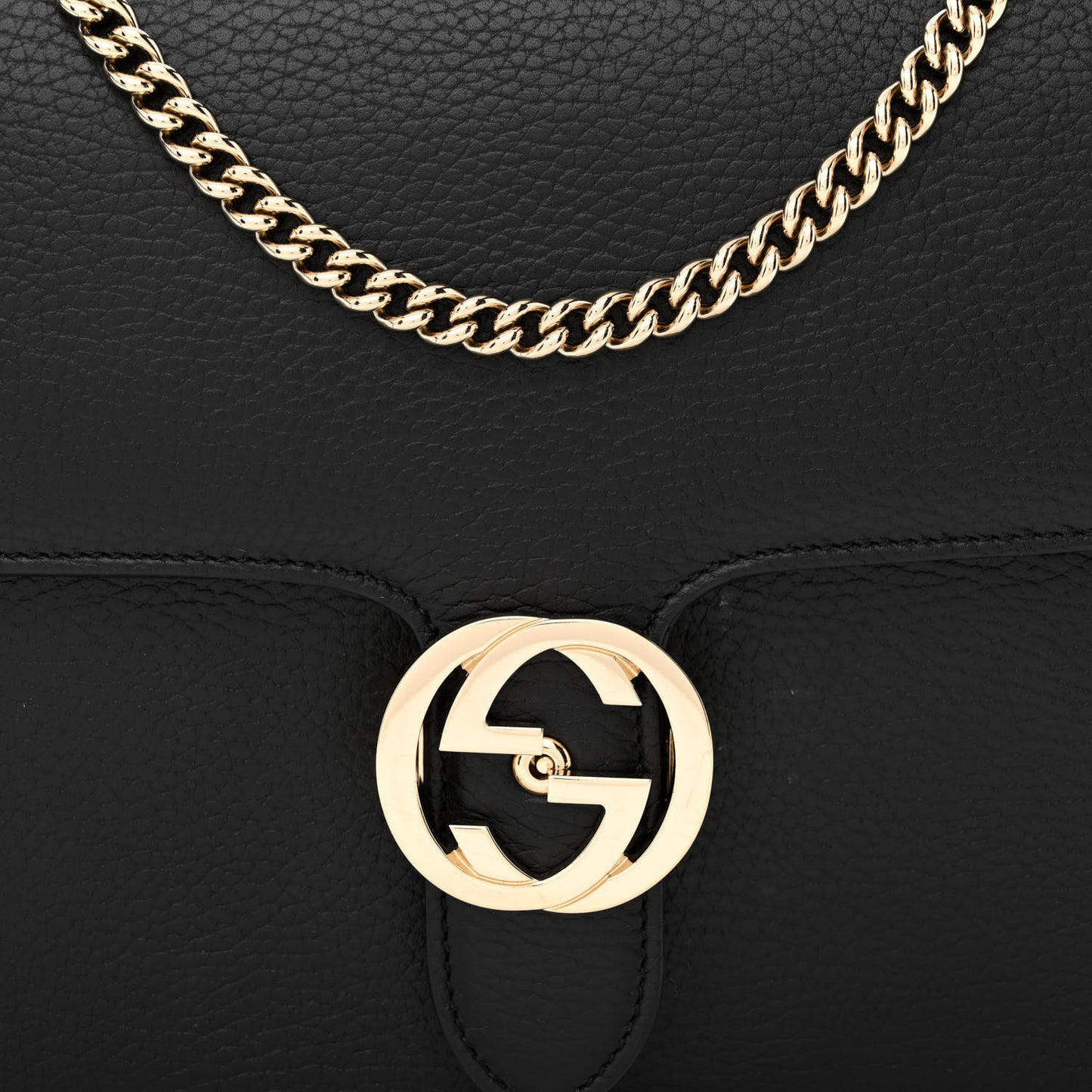 Dollar Calfskin Interlocking G Shoulder Bag Black