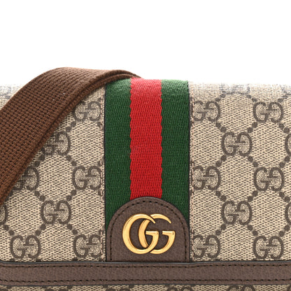 Gucci GG Supreme Monogram Web Mini Ophidia Flap Shoulder Bag Brown 8 of 14