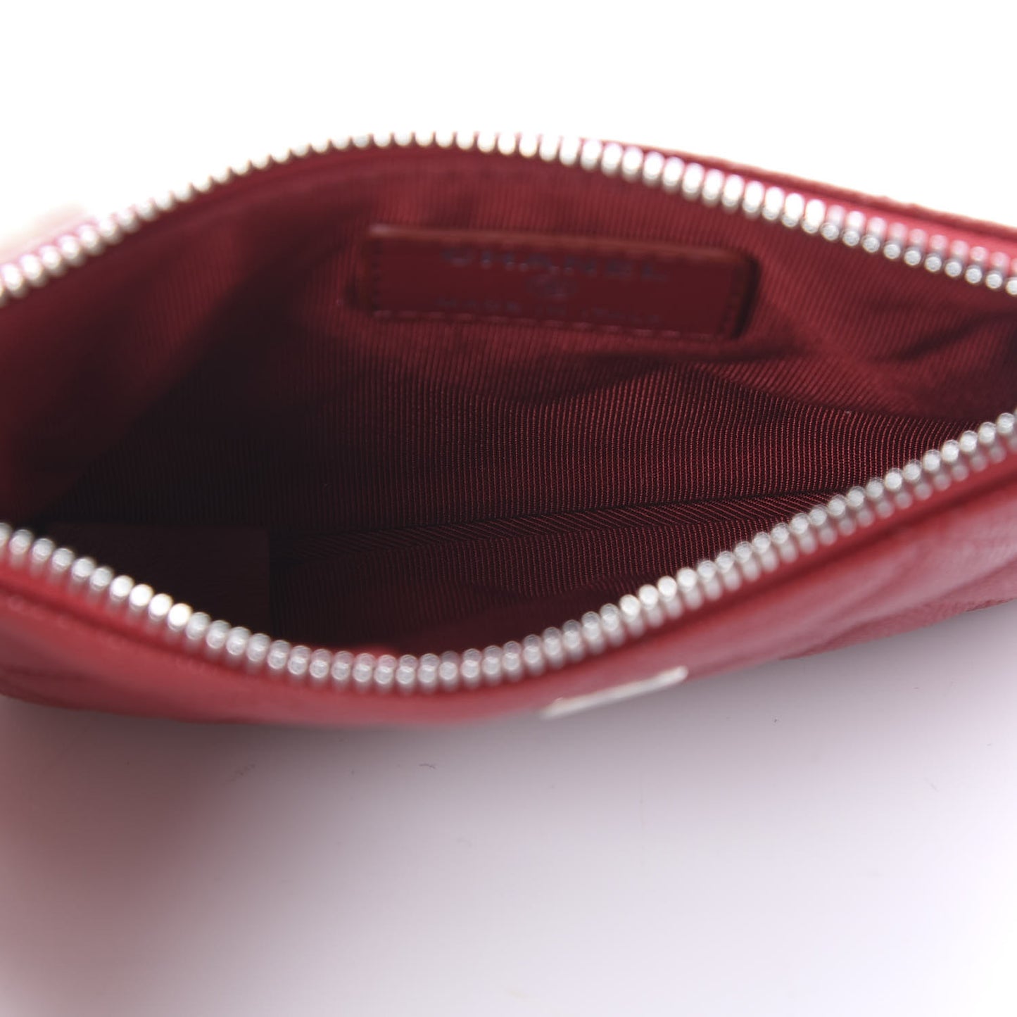 Caviar Quilted Small Cosmetic Case Dark Red